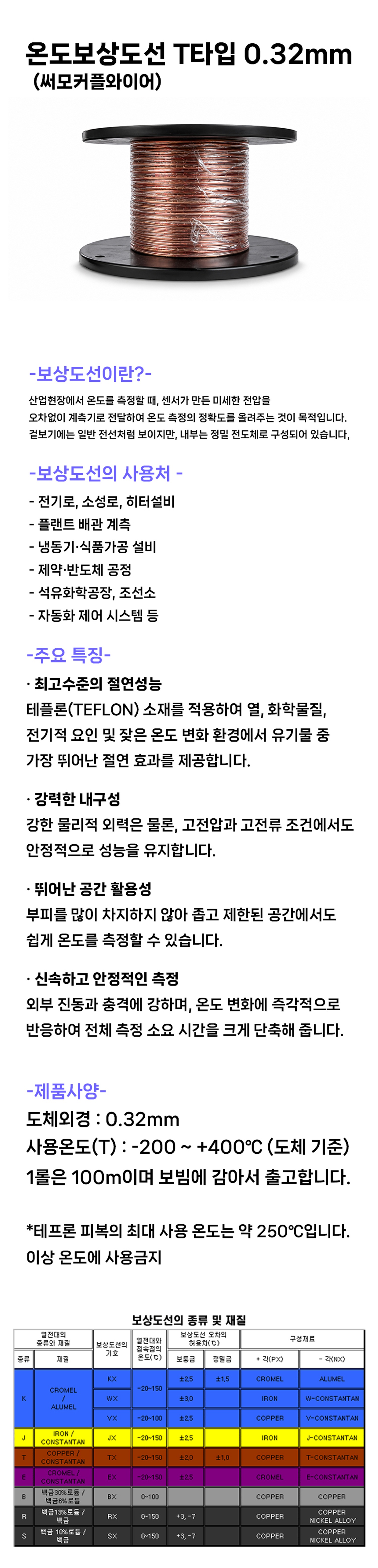 온도보상도선 T타입